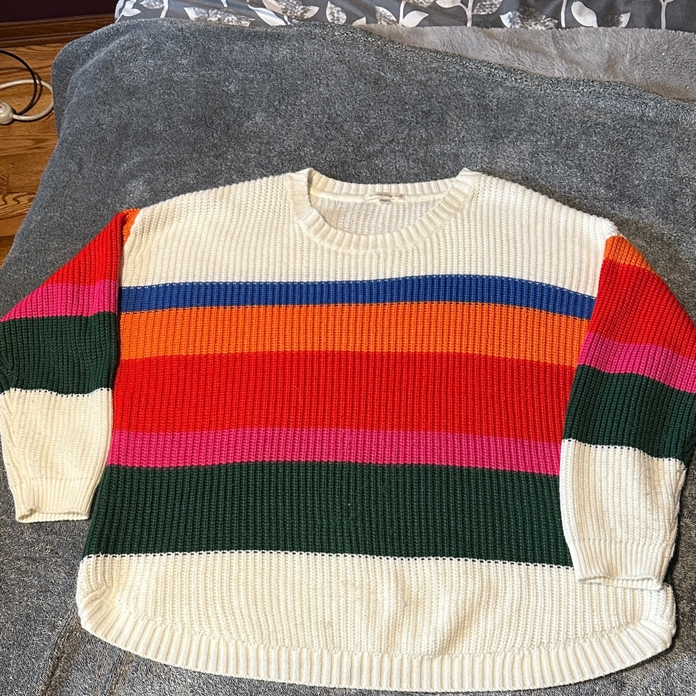 Vibrant Striped Crew Neck Sweater